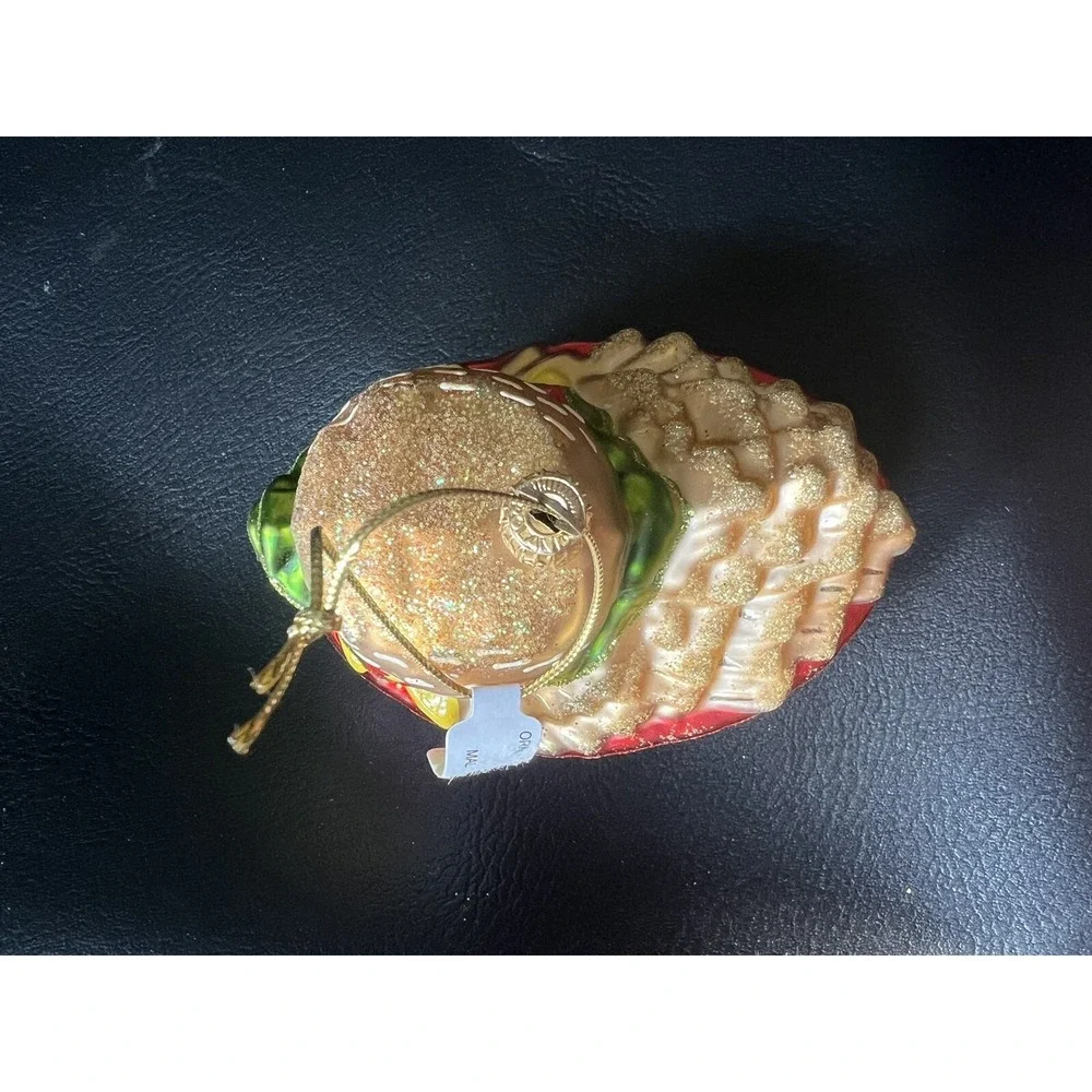 Sur La Table Ornament Cheeseburger & Fries Mouth Blown Glass Made in Poland NWT